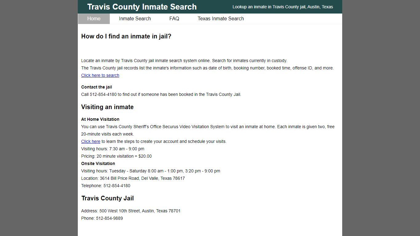 Travis County Inmate Search