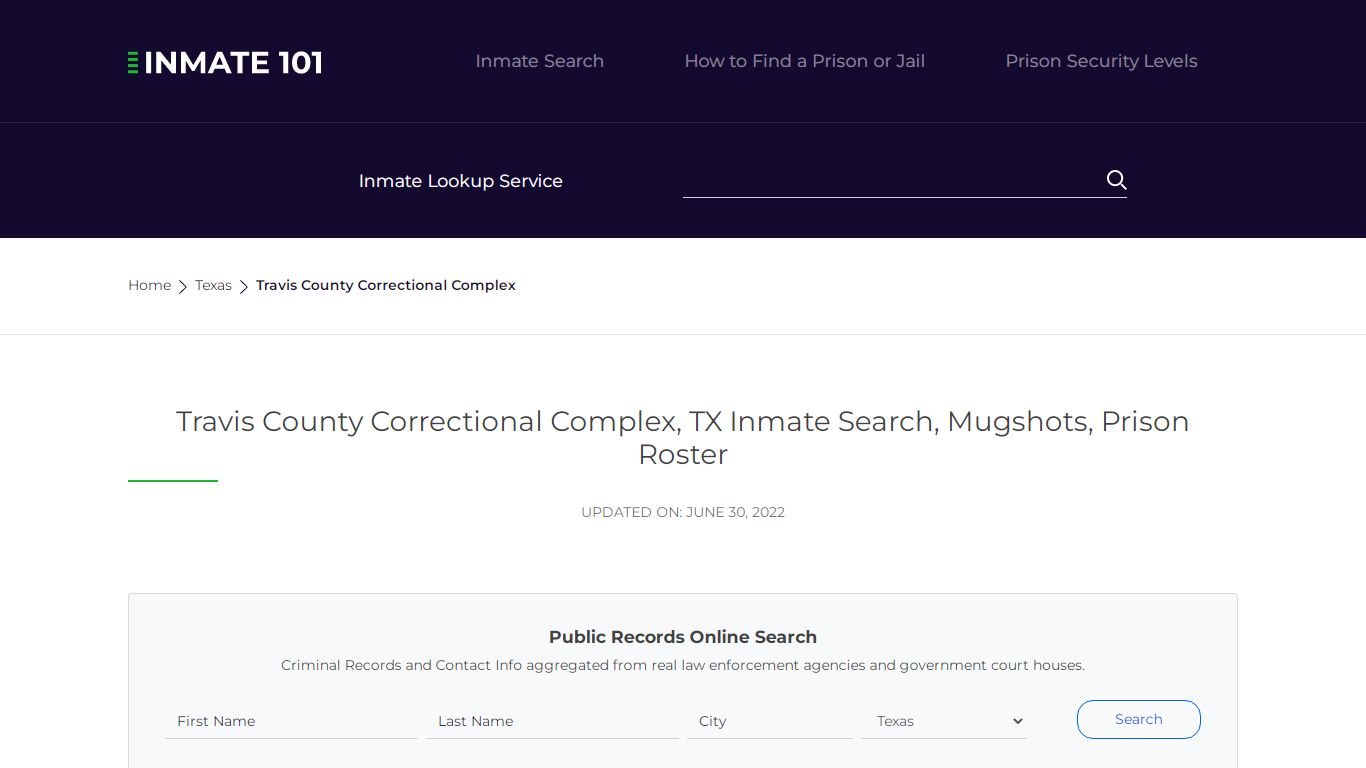 Travis County Correctional Complex, TX Inmate Search ...